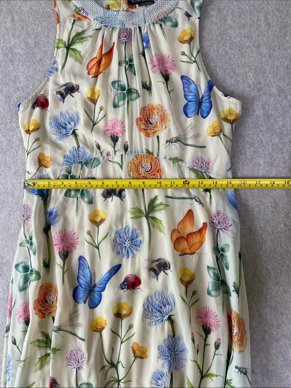 Anthropologie Pankaj & Nidhi Butterfly Garden Beaded Midi Dress NWT 6 - Picture 12 of 15